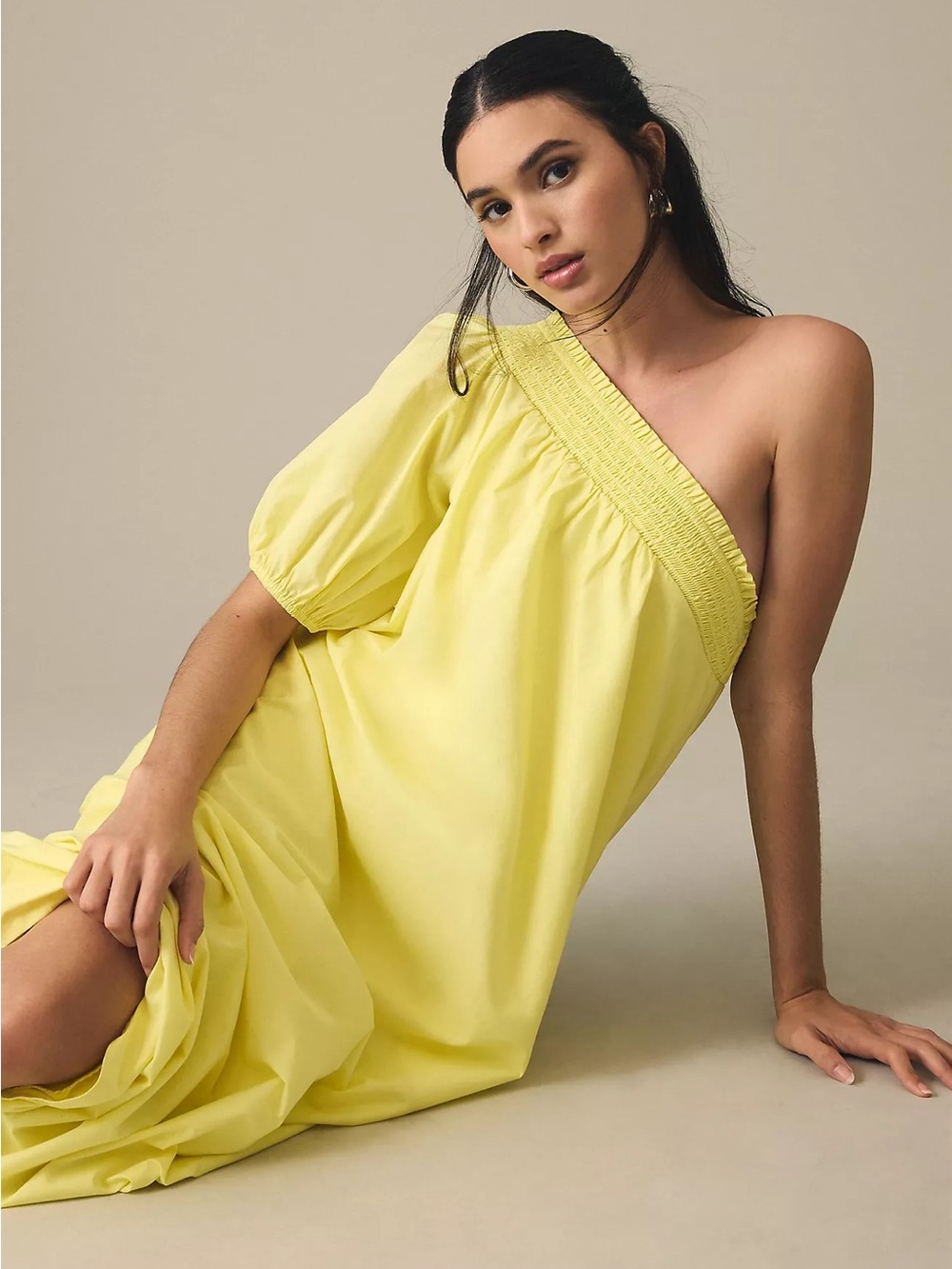 Maeve One-Shoulder Embroidered Maxi Dress